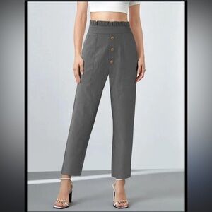 High Waist Wide Leg Gray Women's Pants